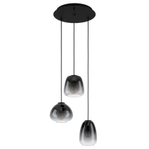 Pendul Eglo AGUILARES, dulie E27, nu contine becul, baza din otel negru, abajur sticla transparent negru cernusiu | Eglo-900196