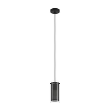 Pendul Eglo PINTO TEXTIL 1, dulie E27-LED, nu contine becul, IP20, baza din otel negru, abajur textil-sticla negru-transparent | Eglo-900341