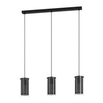 Pendul Eglo PINTO TEXTIL 1, dulie E27-LED, nu contine becul, IP20, baza din otel negru, abajur textil-sticla negru-transparent | Eglo-900342