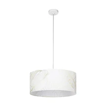 Pendul Eglo BUCAMARANGA, dulie E27, nu contine becul, IP20, baza din otel alb, abajur textil cu motive alb-auriu | Eglo-900635