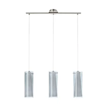 Pendul Eglo PINTO NERO, dulie E27, nu contine becul, IP20, baza din otel nichel satinat, abajur smoked glass, glass opal-matt alb-transparent negricios | Eglo-90305
