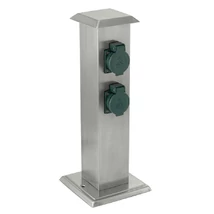 Stalp exterior cu prize Eglo PARK 4, baza din otel otel inoxabil, abajur plastic verde | Eglo-90748