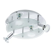 Plafoniera Eglo CABO 1, dulie GU10-LED, contine becul, IP20, baza din otel crom, abajur sticla satinat alb-transparent | Eglo-93085
