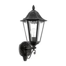 Aplica exterior Eglo NAVEDO, dulie E27, nu contine becul, IP44, baza din aluminiu negru-argintiu, abajur sticla transparent | Eglo-93457