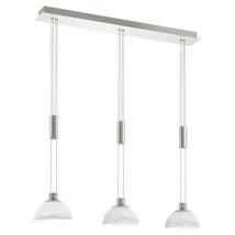 Pendul Eglo MONTEFIO, LED integrat inclus, IP20, baza din otel nichel satinat, abajur sticla alabastru alb | Eglo-93468