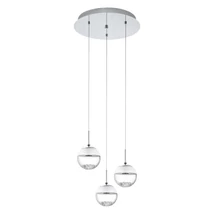 Pendul Eglo MONTEFIO 1, LED integrat inclus, IP20, baza din otel crom, abajur sticla-cristal alb-transparent | Eglo-93709
