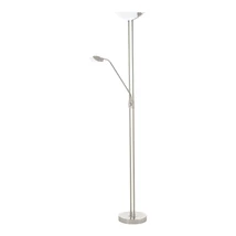 Lampadar Eglo BAYA LED, LED integrat inclus, IP20, baza din otel nichel satinat, abajur sticla-plastic alb-satinat | Eglo-93874