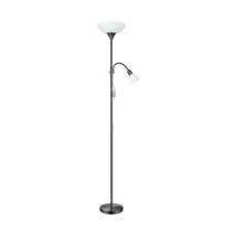 Lampadar Eglo UP 2, dulie E14+E27, nu contine becul, IP20, baza din otel nichel negru, abajur plastic-sticla alb | Eglo-93917