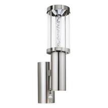Aplica exterior cu senzor de miscare Eglo TRONO STICK, dulie GU10+LED, contine becul, IP44, baza din otel otel inoxabil, abajur sticla-plastic transparent | Eglo-94128