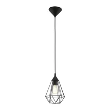 Pendul Eglo TARBES, dulie E27, nu contine becul, IP20, baza din plastic negru, abajur otel negru | Eglo-94187