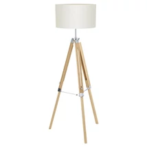 Lampadar Eglo LANTADA, dulie E27, nu contine becul, IP20, baza din otel-lemn natur, abajur textil bej | Eglo-94324