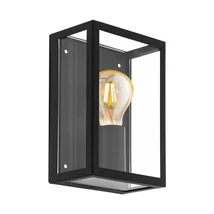 Aplica exterior Eglo ALAMONTE 1, dulie E27, nu contine becul, IP44, baza din otel negru, abajur sticla transparent | Eglo-94831