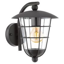 Aplica exterior Eglo PULFERO, dulie E27, nu contine becul, IP44, baza din otel zincat negru, abajur plastic transparent | Eglo-94841