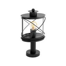 Stalp exterior Eglo HILBURN, dulie E27, nu contine becul, IP44, baza din otel zincat negru, abajur plastic transparent | Eglo-94864