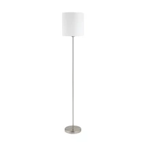 Lampadar Eglo PASTERI, dulie E27, nu contine becul, IP20, baza din otel nichel satinat, abajur textil alb | Eglo-95164