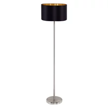 Lampadar Eglo MASERLO, dulie E27, nu contine becul, IP20, baza din otel nichel satinat, abajur textil negru-auriu | Eglo-95169