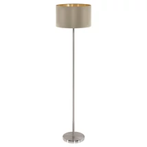 Lampadar Eglo MASERLO, dulie E27, nu contine becul, IP20, baza din otel nichel satinat, abajur textil taupe-auriu | Eglo-95171