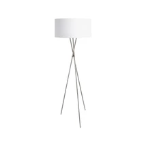 Lampadar Eglo FONDACHELLI, dulie E27, nu contine becul, IP20, baza din otel nichel satinat, abajur textil alb-argintiu | Eglo-95539