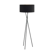 Lampadar Eglo FONDACHELLI, dulie E27, nu contine becul, IP20, baza din otel negru, abajur textil negru-cupru | Eglo-95541