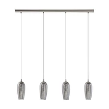 Pendul Eglo FARSALA, dulie G9-LED, contine becul, IP20, baza din otel nichel satinat, abajur sticla fumuriu transparent negricios-clar | Eglo-96344