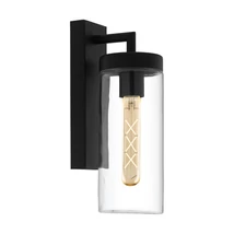 Aplica exterior Eglo BOVOLONE, dulie E27, nu contine becul, IP44, baza din otel zincat negru, abajur sticla transparent | Eglo-97261
