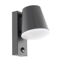 Aplica exterior cu senzor de miscare Eglo CALDIERO, dulie E27, nu contine becul, IP44, baza din otel zincat antracit, abajur plastic alb | Eglo-97451