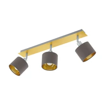 Spot Eglo VALBIANO, dulie E14-LED, nu contine becul, IP20, baza din otel alama periat-nichel satinat, abajur textil cappuccino-auriu | Eglo-97538