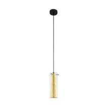 Pendul Eglo PINTO GOLD, dulie E27, nu contine becul, IP20, baza din otel negru, abajur sticla auriu-transparent | Eglo-97651
