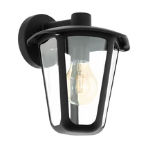 Aplica exterior Eglo MONREALE, dulie E27, nu contine becul, IP44, baza din aluminiu negru, abajur plastic transparent | Eglo-98121