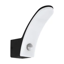 Aplica exterior cu senzor de miscare Eglo FIUMICINO, LED integrat inclus, IP44, baza din aluminiu negru, abajur plastic alb | Eglo-98149