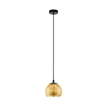 Pendul Eglo ALBARACCIN, dulie E27, nu contine becul, IP20, baza din otel negru, abajur sticla culoare aurie | Eglo-98524