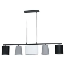 Pendul Eglo ALMEIDA 1, dulie E14, nu contine becul, IP20, baza din otel negru, abajur textil negru-alb-gri | Eglo-98588
