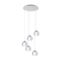 Pendul Eglo ROCAMAR 1, dulie E27, nu contine becul, IP20, baza din otel crom, abajur sticla transparent | Eglo-98596
