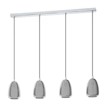 Pendul Eglo ALOBRASE, dulie E27, nu contine becul, IP20, baza din otel crom, abajur sticla transparent negricios | Eglo-98616