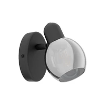 Spot Eglo POLLICA, dulie E14-LED, nu contine becul, IP20, baza din otel negru, abajur sticla transparent negricios | Eglo-98624