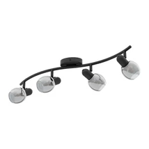 Spot Eglo POLLICA, dulie E14, nu contine becul, IP20, baza din otel negru, abajur sticla transparent negricios | Eglo-98626