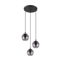 Pendul Eglo ARISCANI, dulie E27, nu contine becul, IP20, baza din otel negru, abajur sticla transparent negricios | Eglo-98653