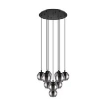 Pendul Eglo ARISCANI, dulie E27, nu contine becul, IP20, baza din otel negru, abajur sticla transparent negricios | Eglo-98654