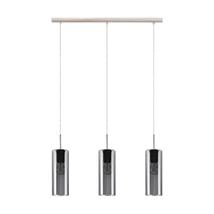 Pendul Eglo SELVINO, dulie E27, nu contine becul, IP20, baza din otel nichel satinat, abajur sticla transparent negricios | Eglo-98695
