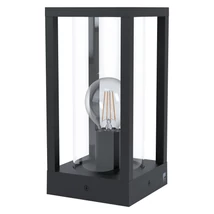 Stalp exterior Eglo CASCINETTA, dulie E27, nu contine becul, IP54, baza din aluminiu negru, abajur sticla transparent | Eglo-98714