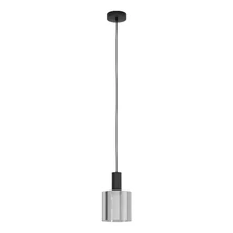 Pendul Eglo GOROSIBA, dulie E27, nu contine becul, IP20, baza din otel negru, abajur sticla transparent negricios | Eglo-98752