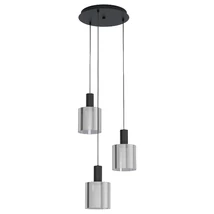 Pendul Eglo GOROSIBA, dulie E27, nu contine becul, IP20, baza din otel negru, abajur sticla transparent negricios | Eglo-98754