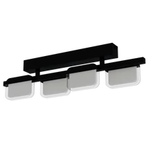 Plafoniera Eglo ERVIDEL, LED integrat inclus, IP20, baza din otel negru, abajur plastic satinat-transparent | Eglo-98874