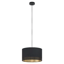 Pendul Eglo ESTEPERRA, dulie E27, nu contine becul, IP20, baza din otel negru, abajur textil negru-auriu | Eglo-99273