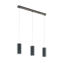 Pendul Eglo PINTO TEXTIL, dulie E27-LED, nu contine becul, IP20, baza din otel nichel satinat, abajur textil-sticla gri-transparent | Eglo-99286