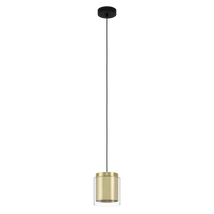 Pendul Eglo LAGUNITAS, dulie E27, nu contine becul, IP20, baza din otel negru-alama-auriu, abajur sticla transparent | Eglo-99651