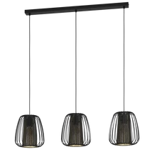 Pendul Eglo CURASAO, dulie E27, nu contine becul, IP20, baza din otel negru, abajur otel-textil negru-auriu | Eglo-99662