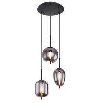 Pendul Globo BLACKY metal negru sticla E14 3x 40W (nu contine) IP20 - 15345-3