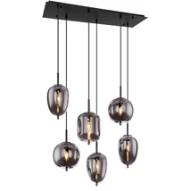 Pendul Globo BLACKY metal negru sticla fumuriu E14 6x 40W (nu contine) IP20 - 15345-6