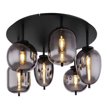 Plafoniera Globo BLACKY metal negru mat sticla fumuriu E14 6x 40W (nu contine) IP20 - 15345-6D